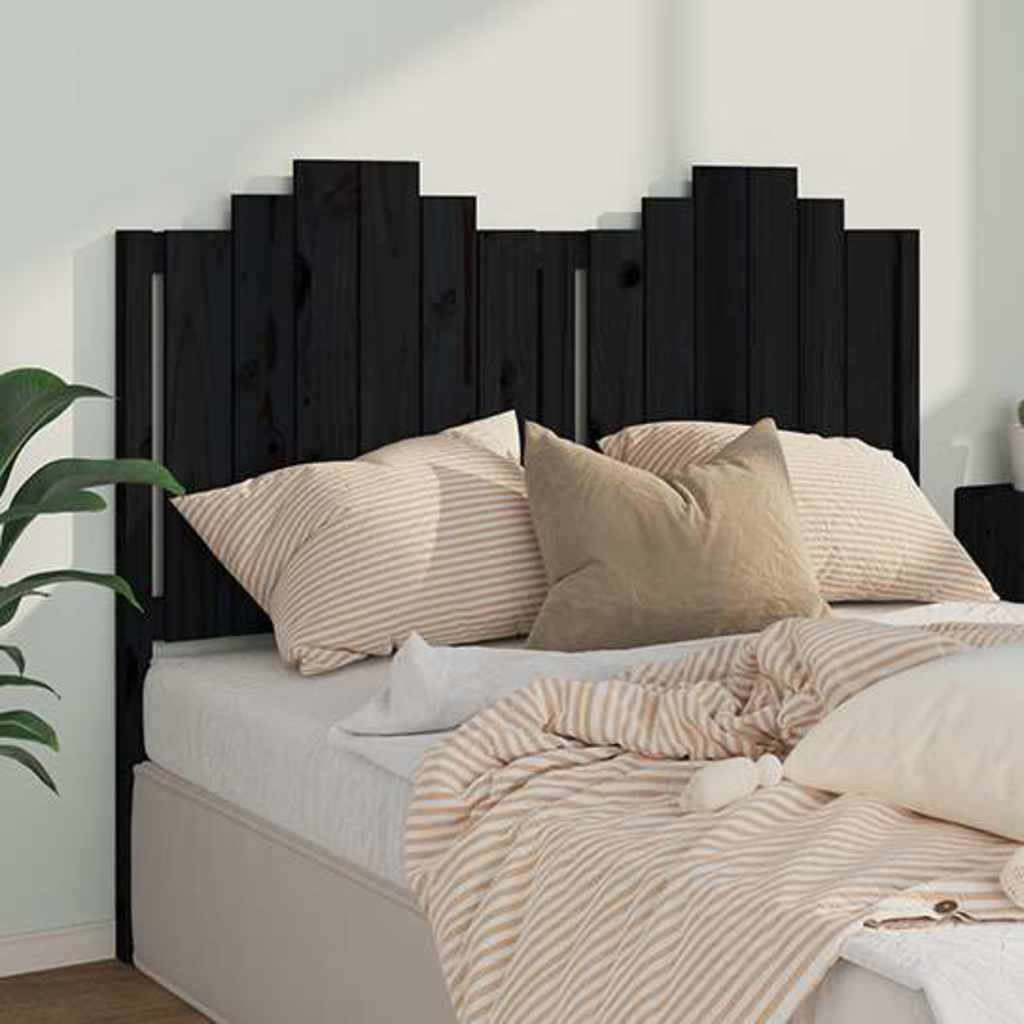 Vidaxl hoofdbord 146x4x110 cm massief grenenhout zwart