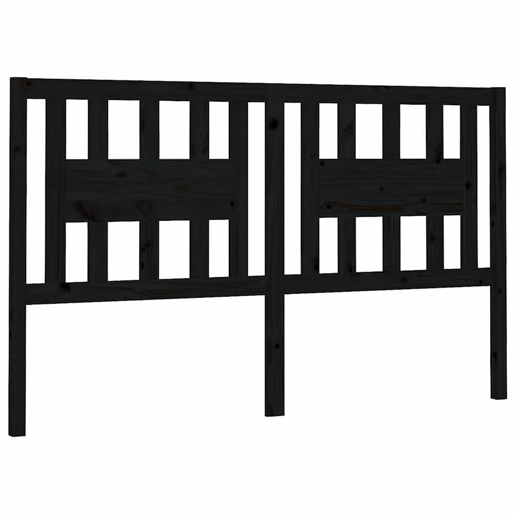 Vidaxl hoofdbord 146x4x100 cm massief grenenhout zwart
