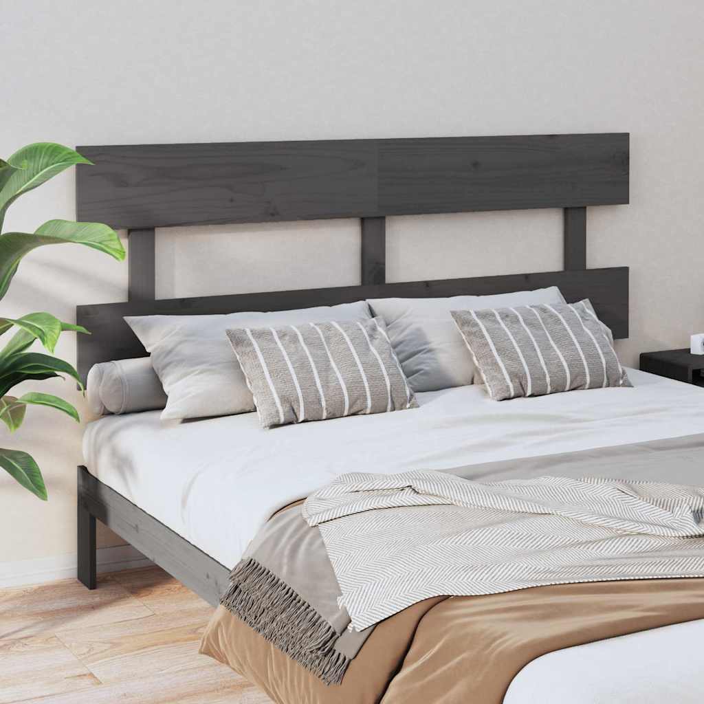 Vidaxl hoofdbord 154x3x81 cm massief grenenhout grijs