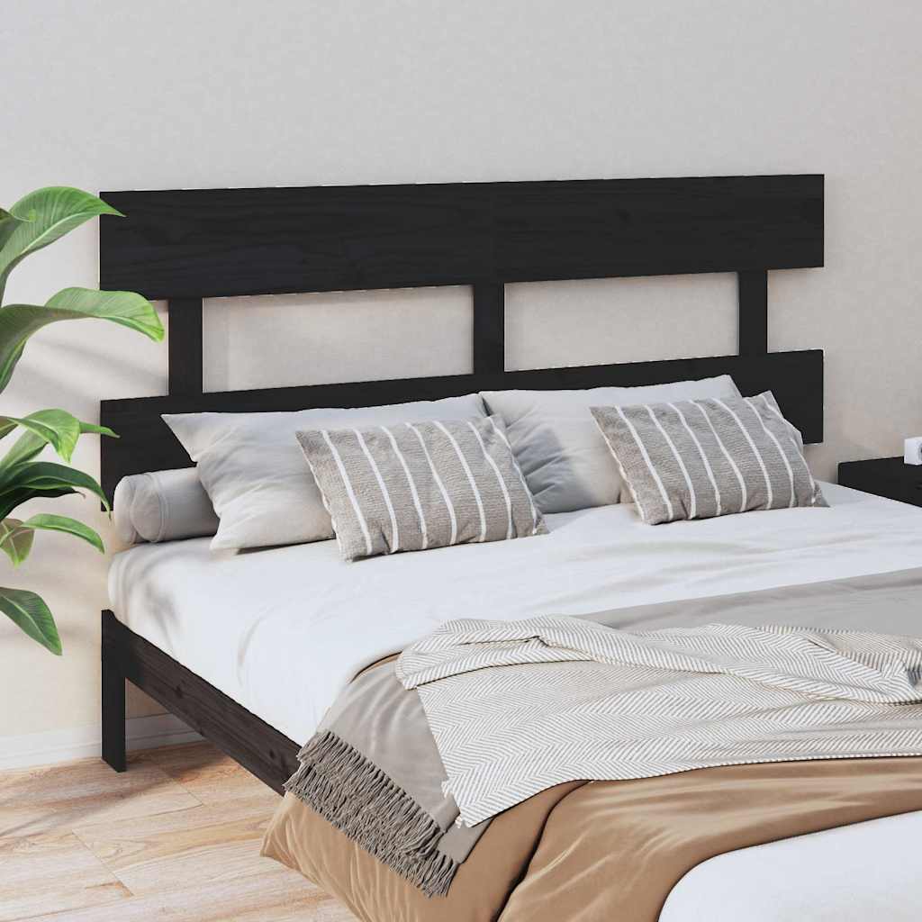 Vidaxl hoofdbord 164x3x81 cm massief grenenhout zwart