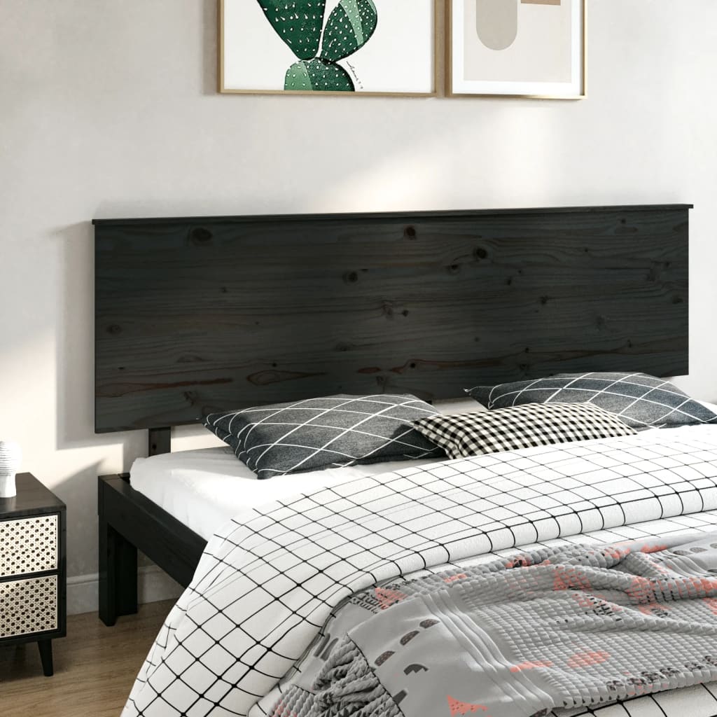 Vidaxl hoofdbord 204x6x82,5 cm massief grenenhout zwart