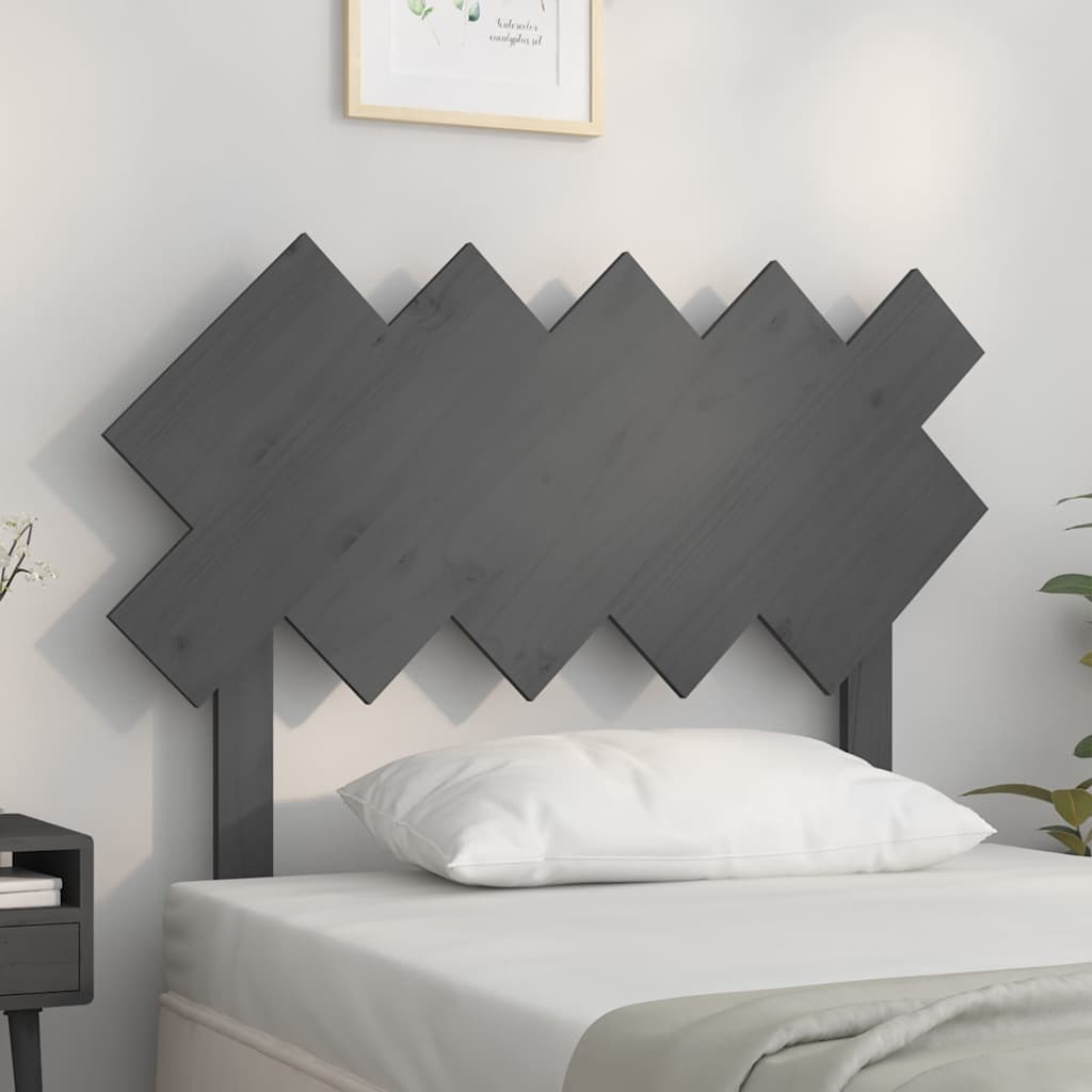Vidaxl hoofdbord 104x3x80,5 cm massief grenenhout grijs