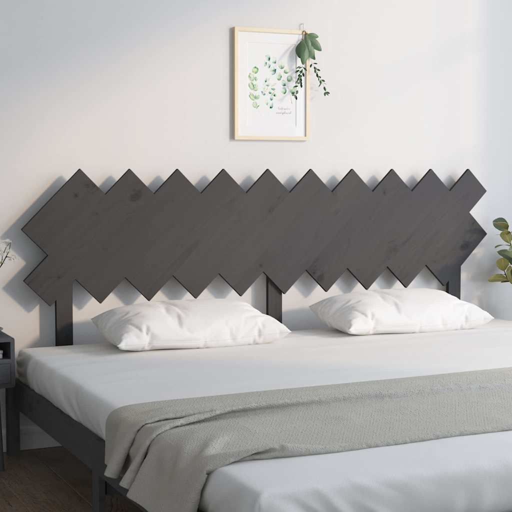 Vidaxl hoofdbord 196x3x80,5 cm massief grenenhout grijs