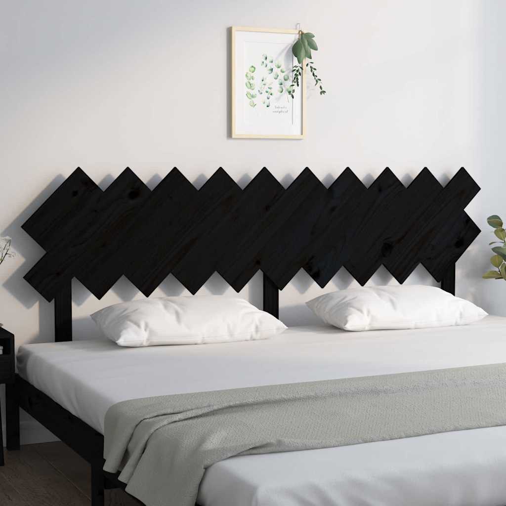 Vidaxl hoofdbord 196x3x80,5 cm massief grenenhout zwart