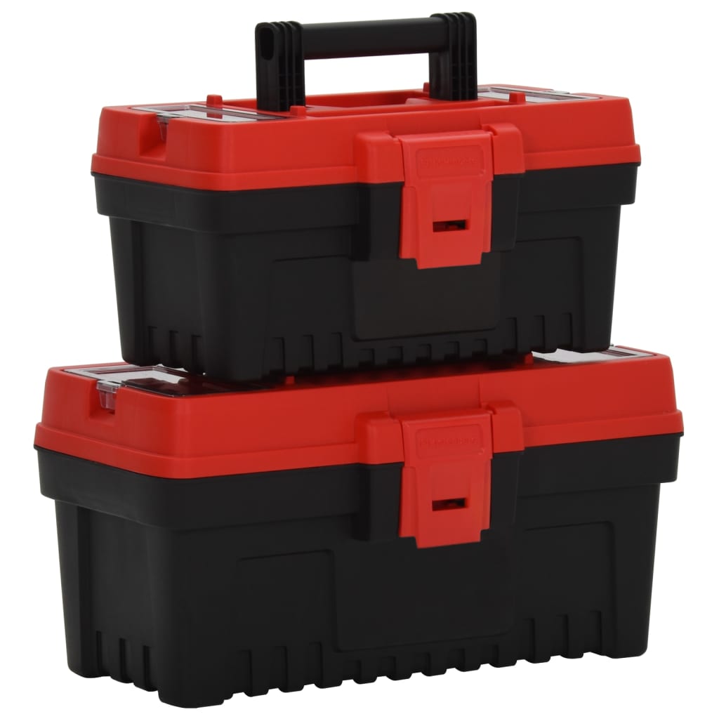 Vidaxl 2 ST Boîtes à outils Polypropène noir et rouge