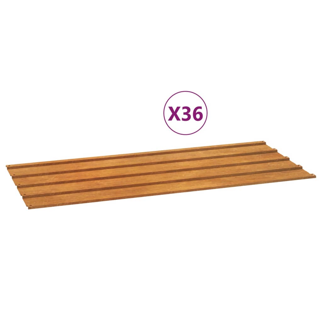 Vidaxl roof tile 36 pcs 100x44 cm Corten steel rusty