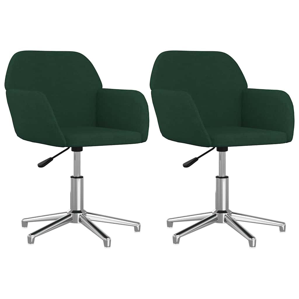 Vidaxl eetkamerstoelen draaibaar 2 st stof donkergroen