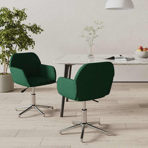 Vidaxl eetkamerstoelen draaibaar 2 st stof donkergroen