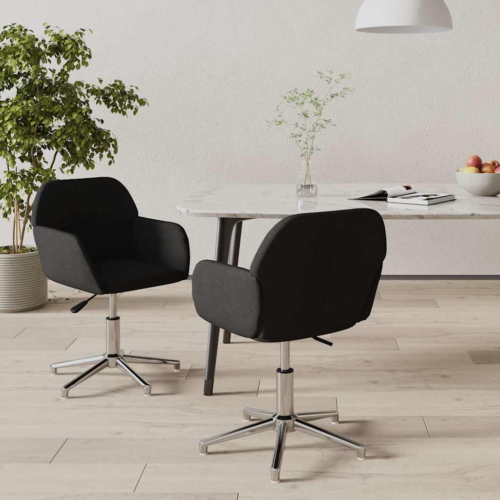 Vidaxl eetkamerstoelen draaibaar 2 st stof zwart