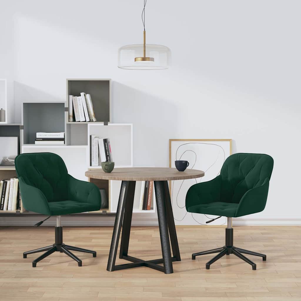 Vidaxl eetkamerstoelen draaibaar 2 st fluweel donkergroen