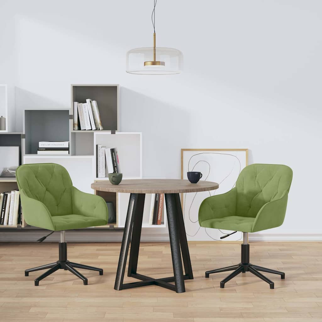 Vidaxl eetkamerstoelen draaibaar 2 st fluweel lichtgroen