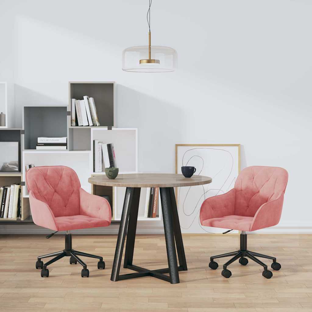 Vidaxl eetkamerstoelen draaibaar 2 st fluweel roze