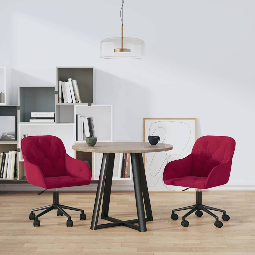 Vidaxl eetkamerstoelen draaibaar 2 st fluweel wijnrood