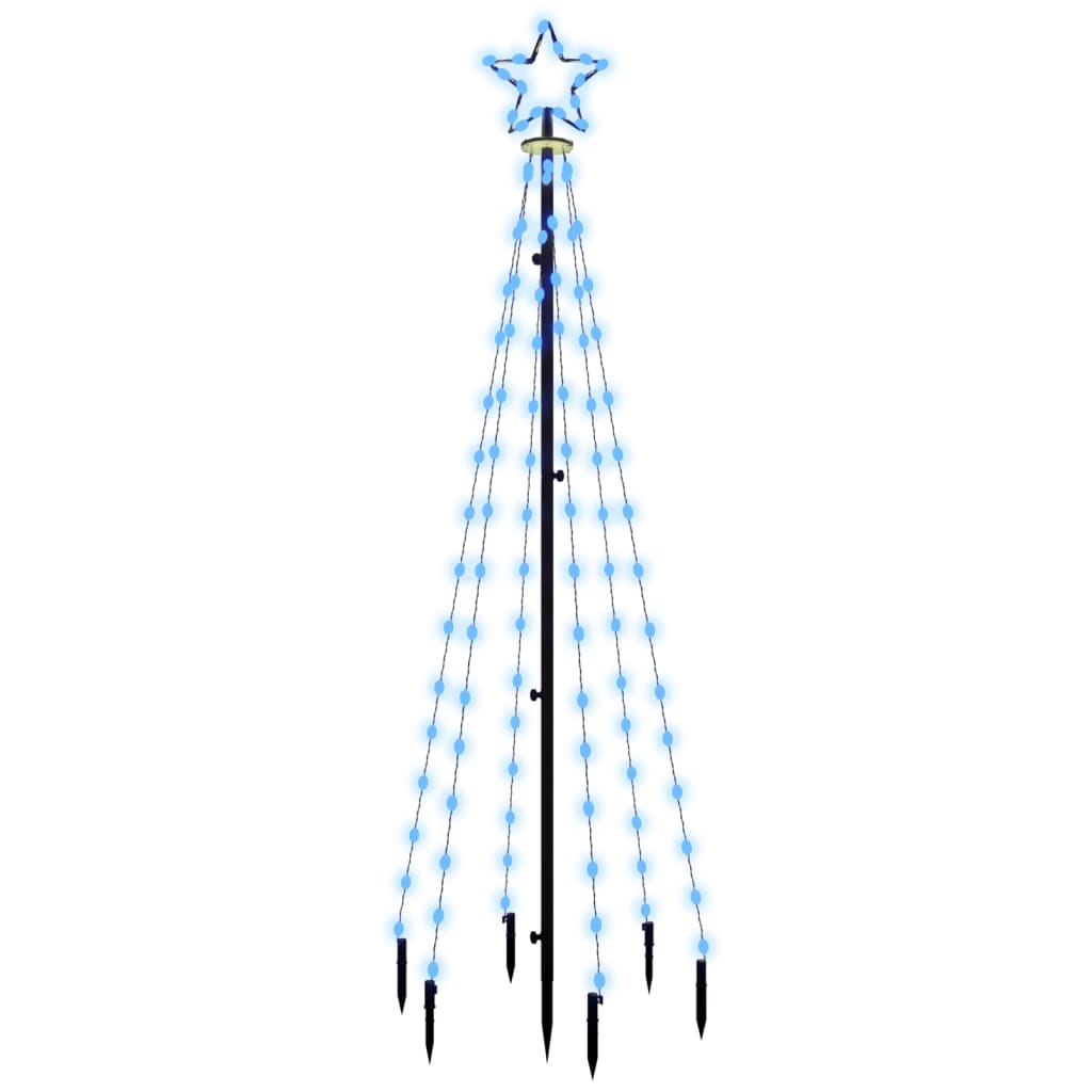 Vidaxl kerstboom met grondpin 108 led's blauw 180 cm