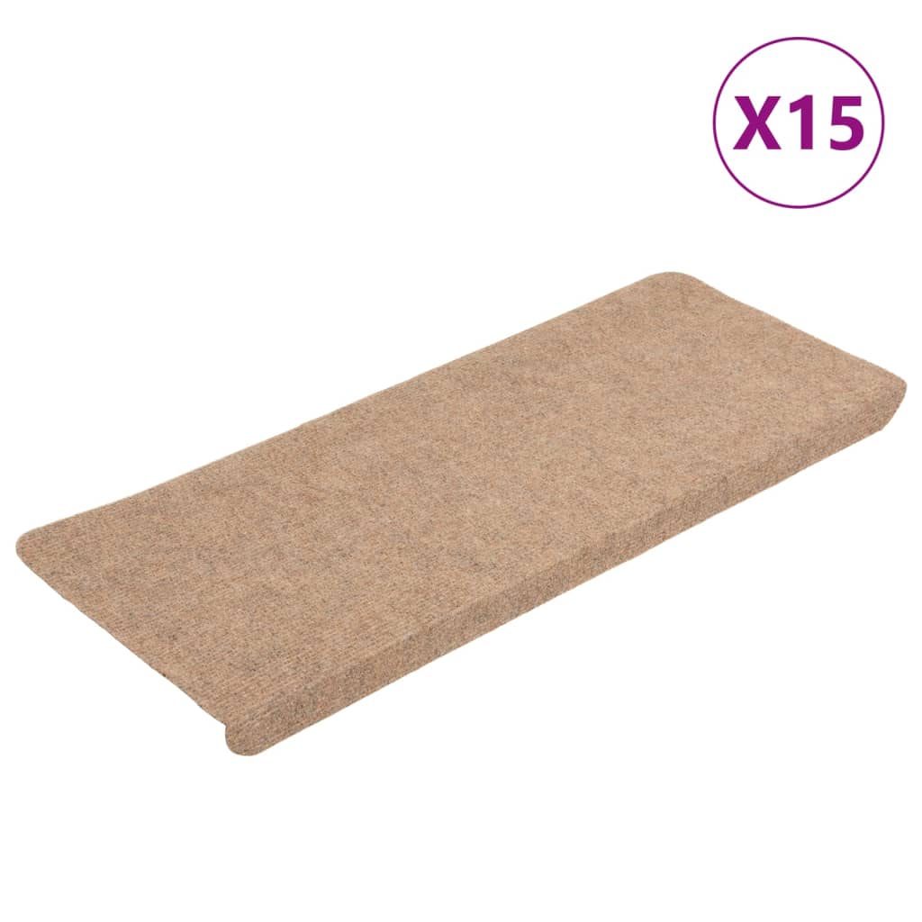 Vidaxl trapmatten zelfklevend 15 st 65x24,5x3,5 cm beige