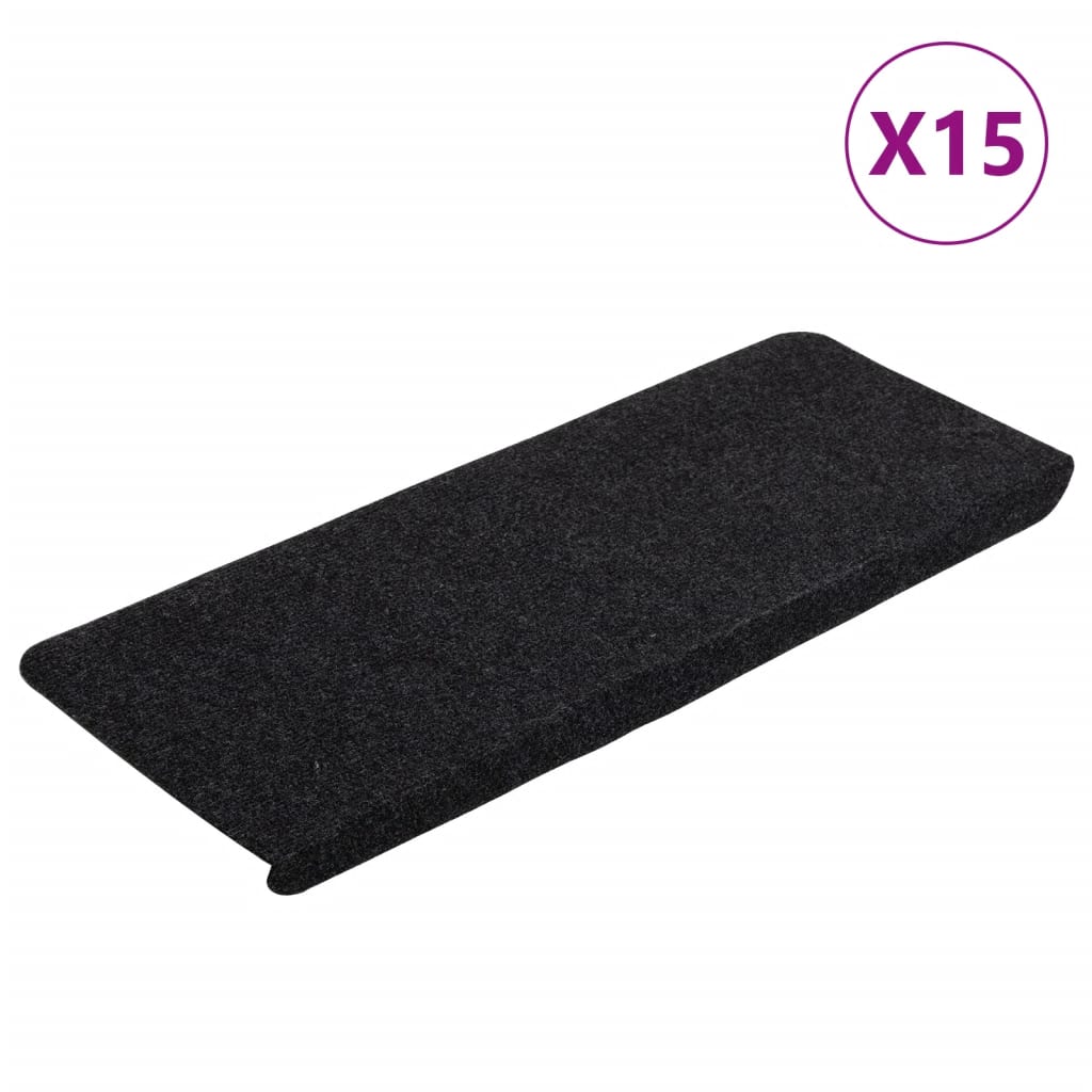 Vidaxl trapmatten zelfklevend 15 st 65x24,5x3,5 cm zwart