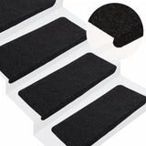 Vidaxl stair mats self -adhesive 15 st 65x24.5x3.5 cm black