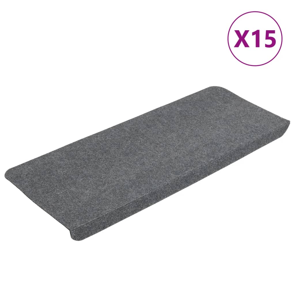 Vidaxl stair mats self -adhesive 15 st 65x24.5x3.5 cm gray