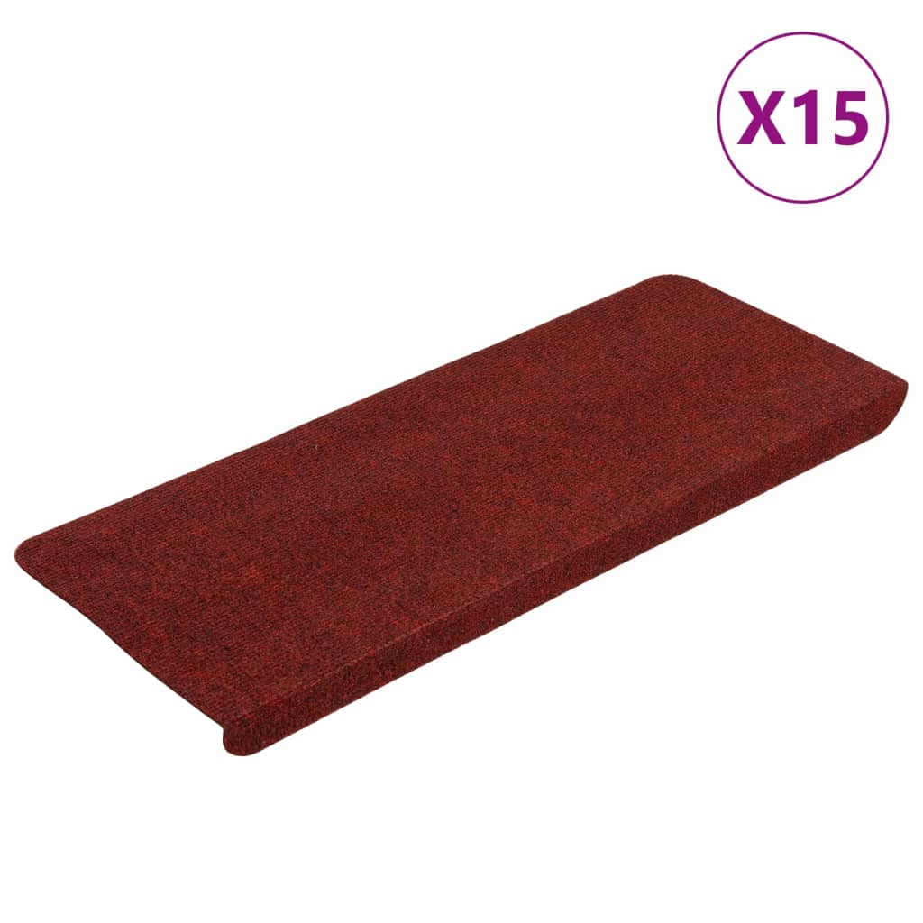 Vidaxl tappetini per autoadesivo 15 St 65x24.5x3,5 cm rosso