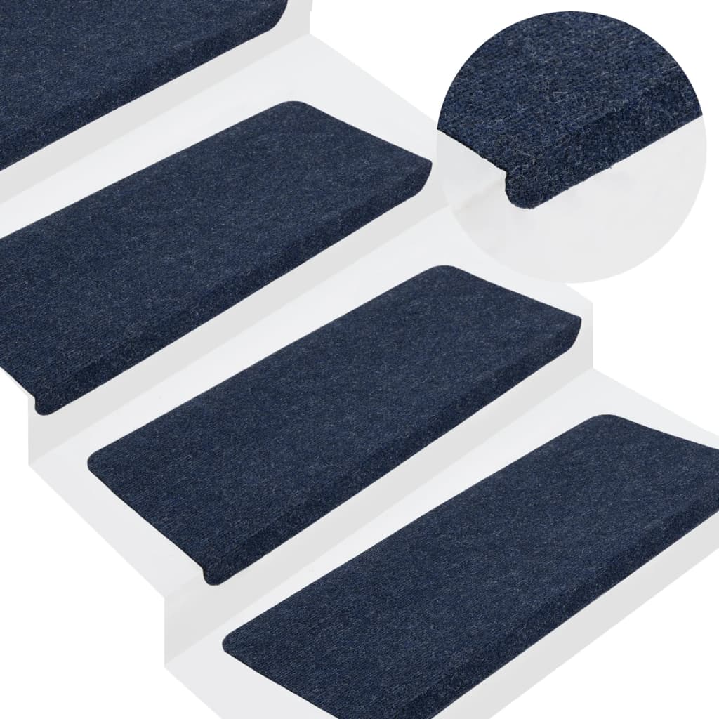 Vidaxl stair mats self -adhesive 15 st 65x24.5x3.5 cm blue