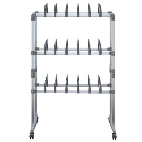 Vidaxl schoenenrek met wieltjes 66x27x100 cm zilverkleurig