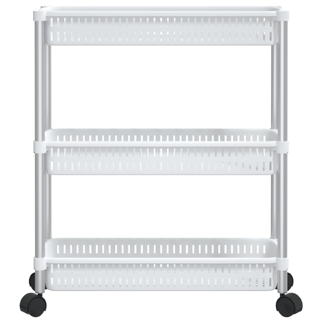 Vidaxl Storage chariot à 3 couches en aluminium argent et blanc