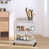 Vidaxl Storage Trolley 3 strati in alluminio argento e bianco