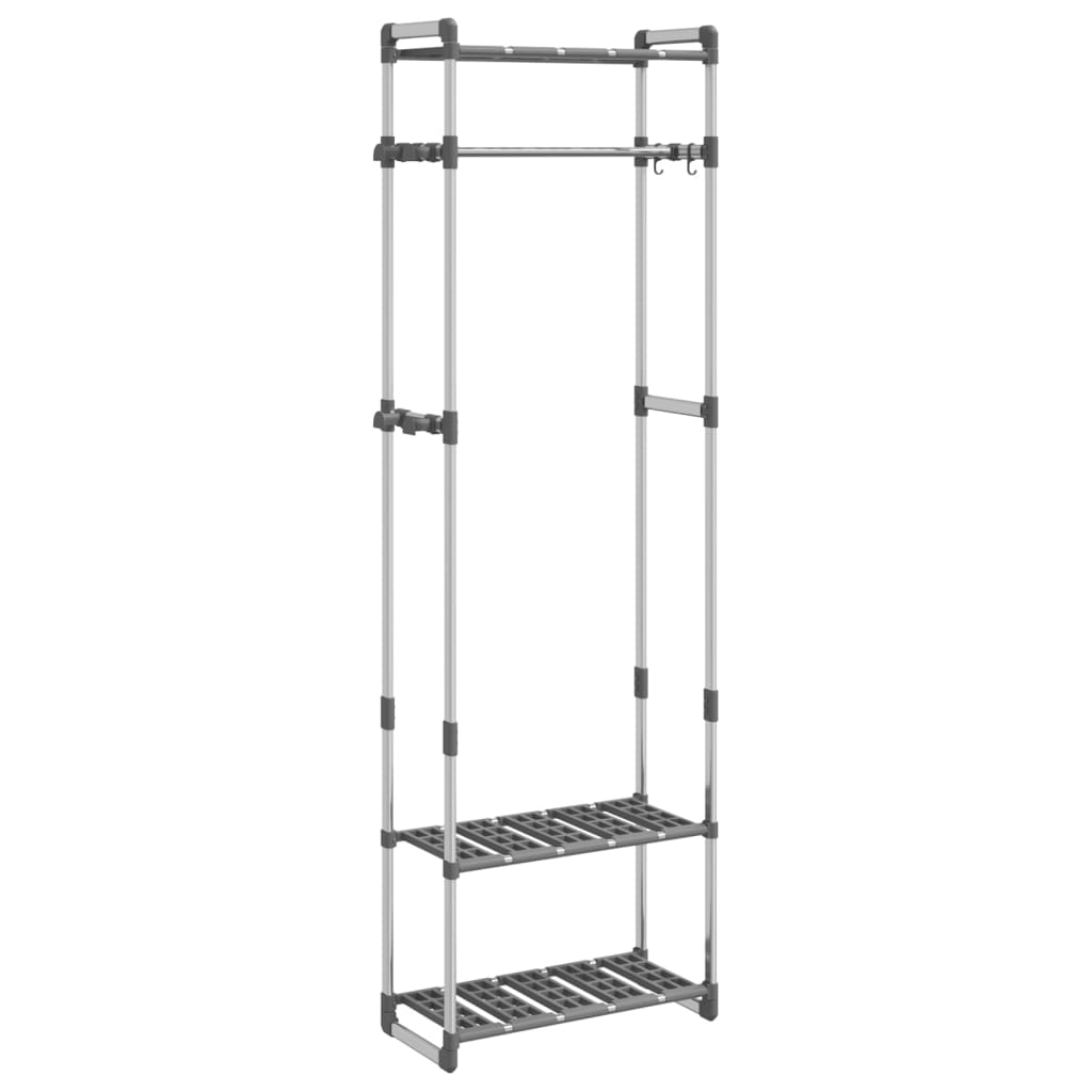 Vidaxl klær rack 3-lag 59x29x192 cm aluminiumsølvfarget