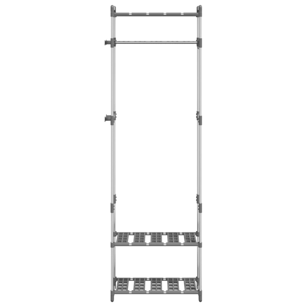 Vidaxl klær rack 3-lag 59x29x192 cm aluminiumsølvfarget