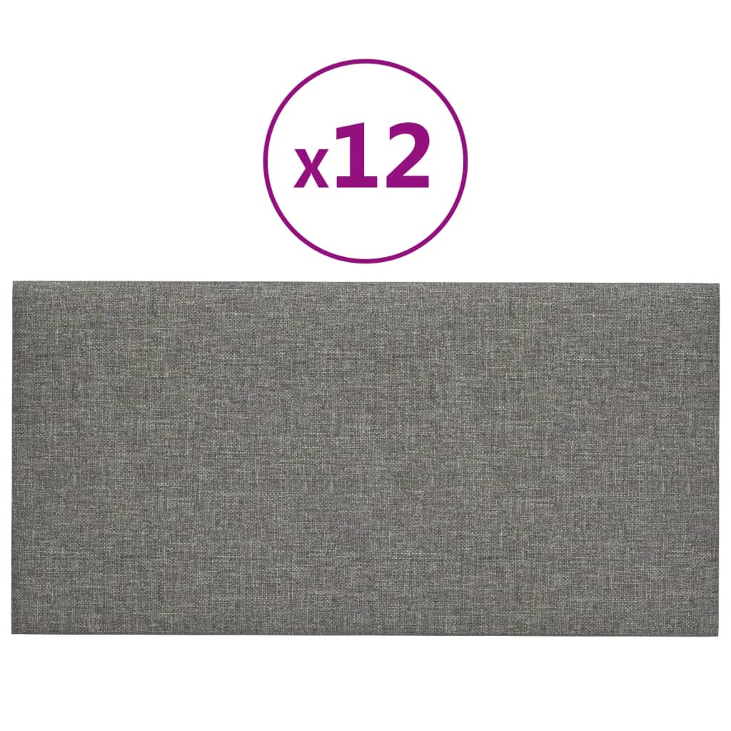 Vidaxl Wall panels 12 pcs 0.54 m² 30x15 cm fabric light gray