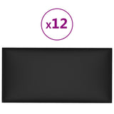 Paneles de pared Vidaxl 12 PCS 0.54 m² 30x15 cm de cuero artificial negro