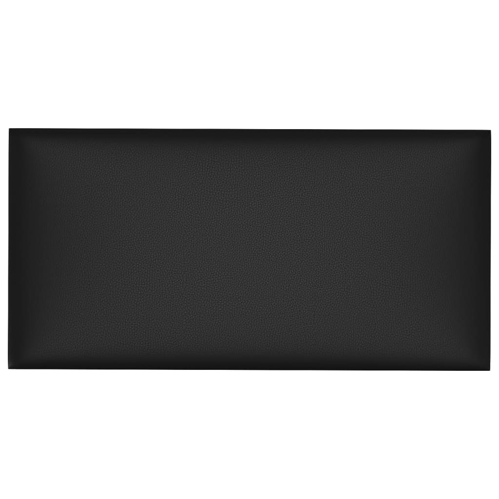 Paneles de pared Vidaxl 12 PCS 0.54 m² 30x15 cm de cuero artificial negro