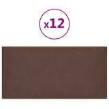 Paneles de pared Vidaxl 12 PCS 0.54 m² 30x15 cm de cuero artificial marrón