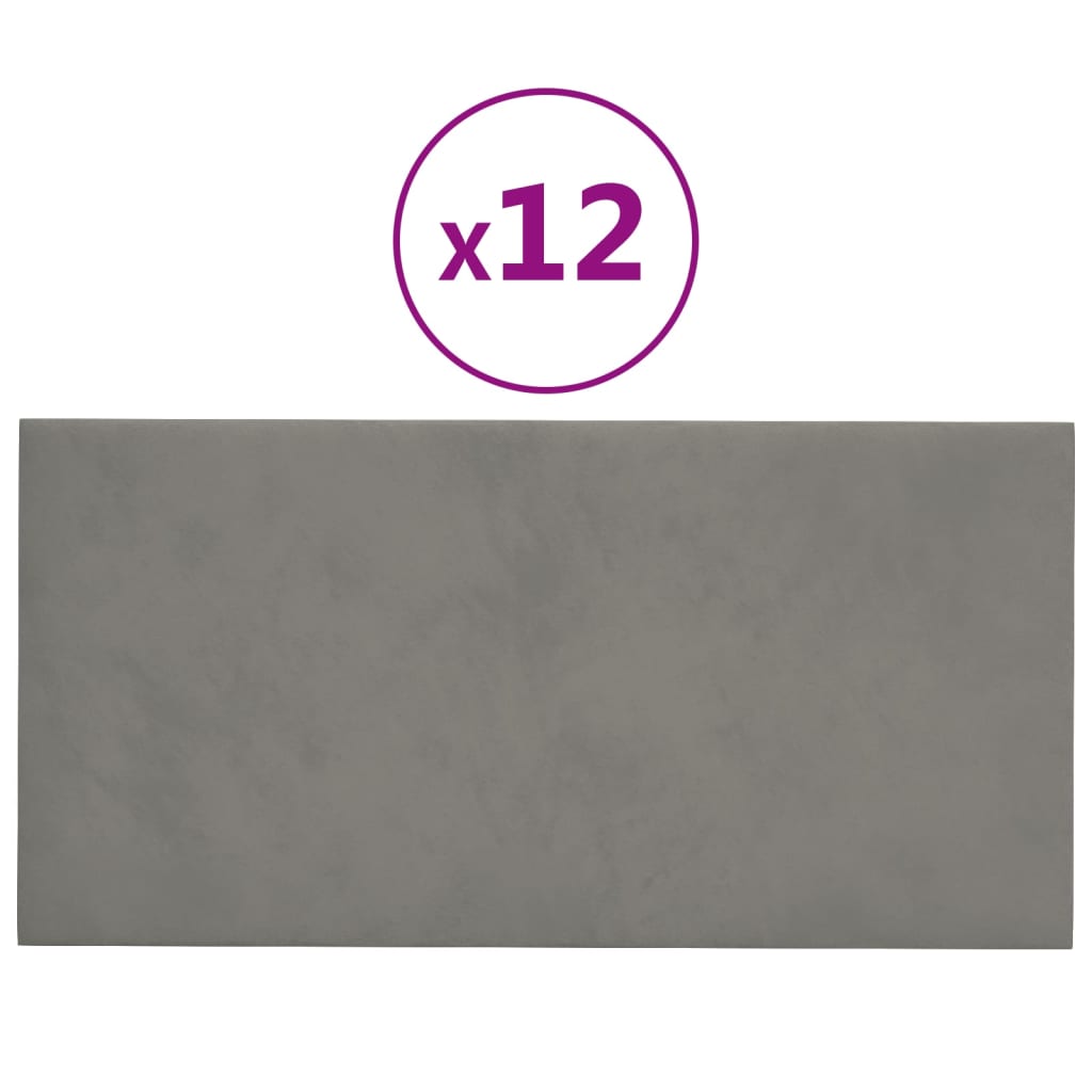 Vidaxl -Wandplatten 12 Stk 0,54 m² 30 x 15 cm Samt hellgrau