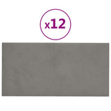 Vidaxl wandpanelen 12 st 0,54 m² 30x15 cm fluweel lichtgrijs