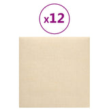 Vidaxl Wall panels 12 st 1.08 m² 30x30 cm fabric cream -colored