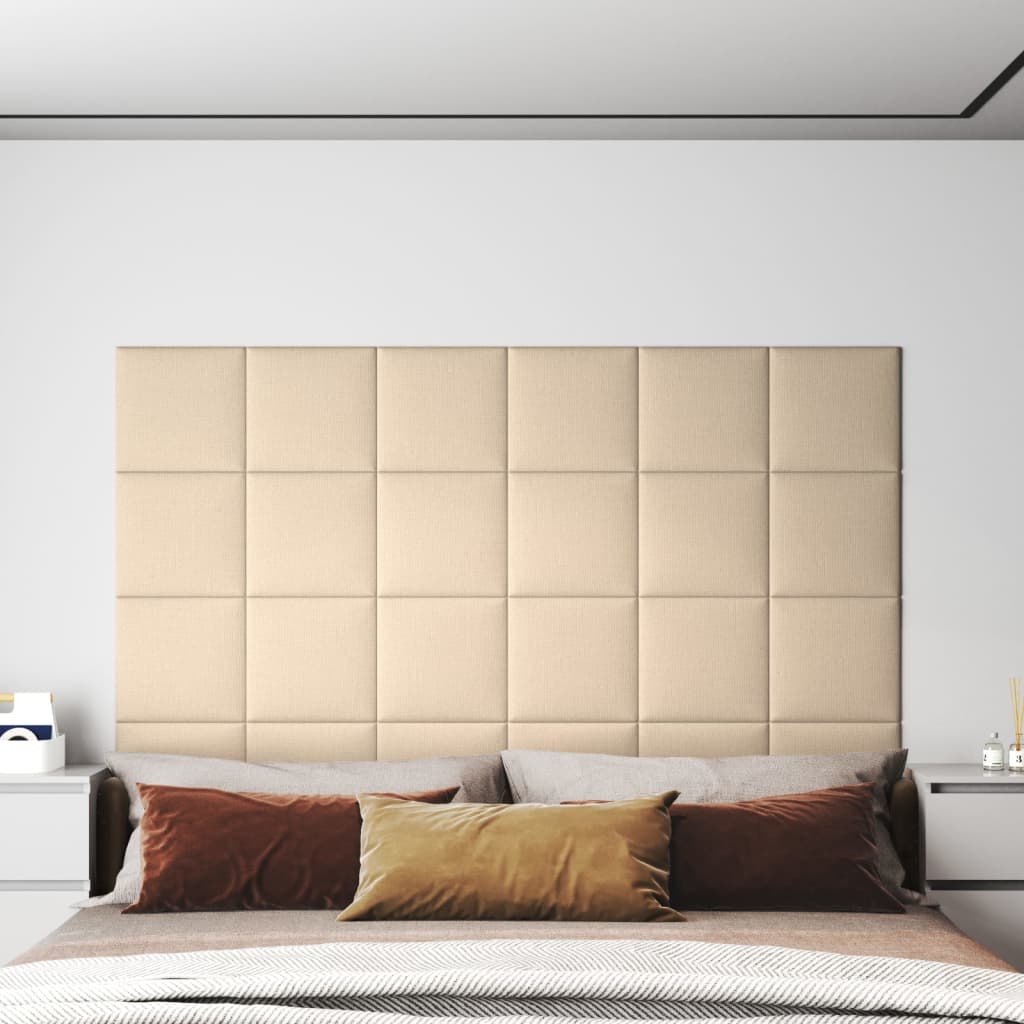 Vidaxl Wall panels 12 st 1.08 m² 30x30 cm fabric cream -colored