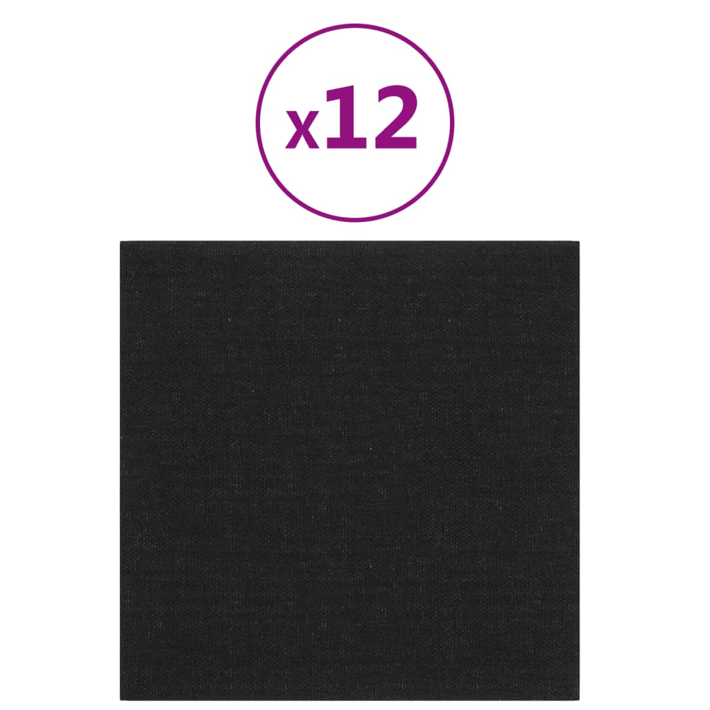 Panele ścienne vidaxl 12 St 1,08 m² 30x30 cm Black