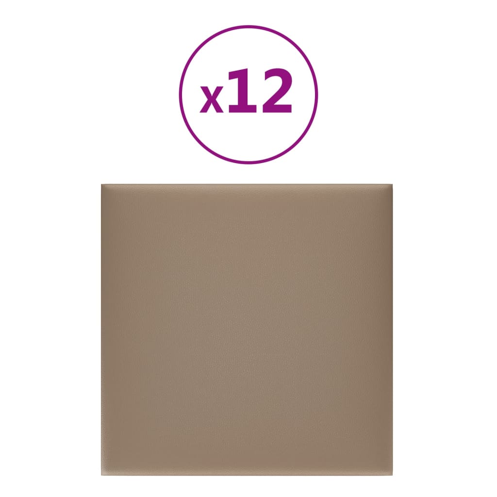 Panele ścienne vidaxl 12 St 1,08 m² 30x30 cm sztuka skórzana cappuccinoColid