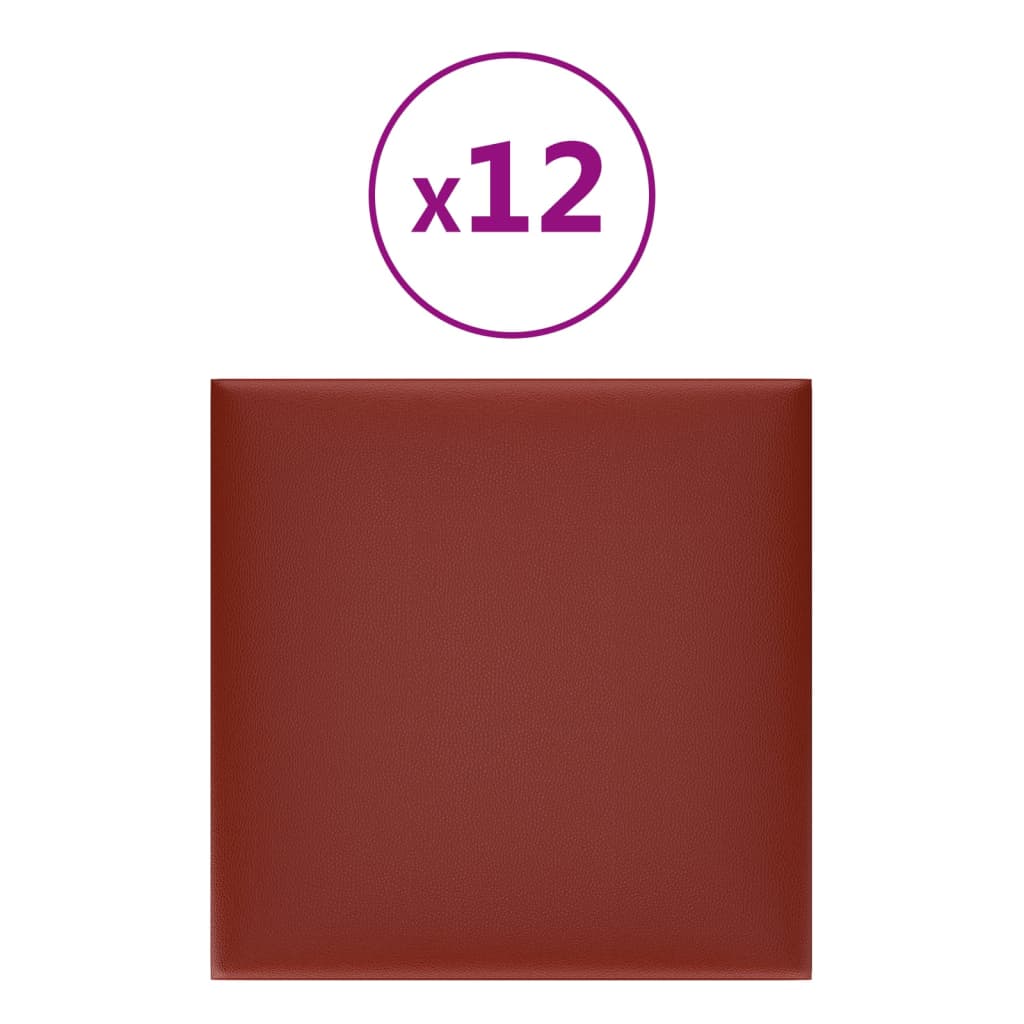 Vidaxl Wall panels 12 st 1.08 m² 30x30 cm Artificial leather wine red