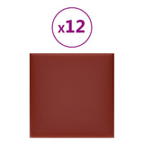 Vidaxl Wall panels 12 st 1.08 m² 30x30 cm Artificial leather wine red