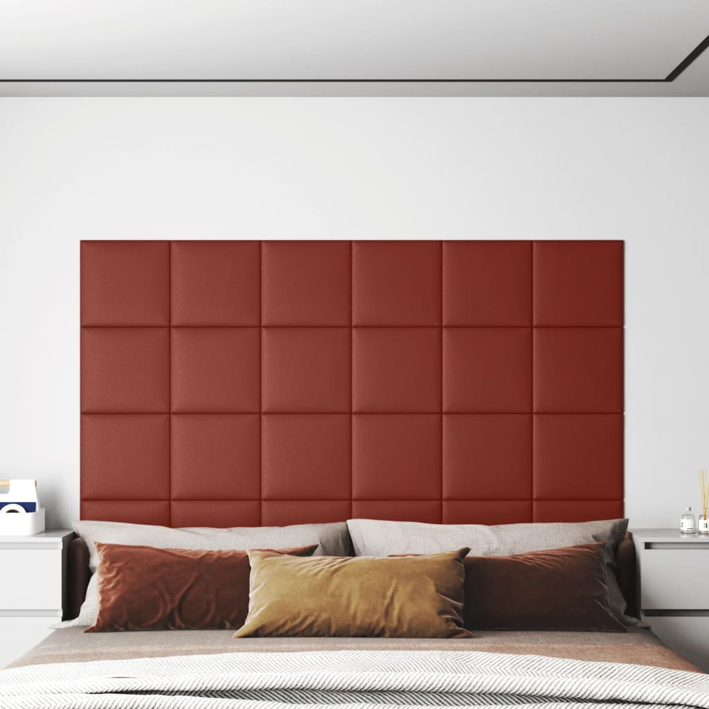 Vidaxl Wall panels 12 st 1.08 m² 30x30 cm Artificial leather wine red