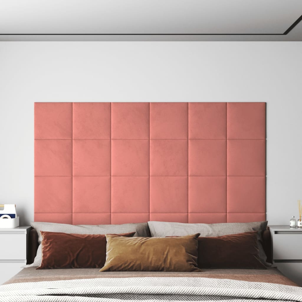 Vidaxl Wall panels 12 st 1.08 m² 30x30 cm velvet pink