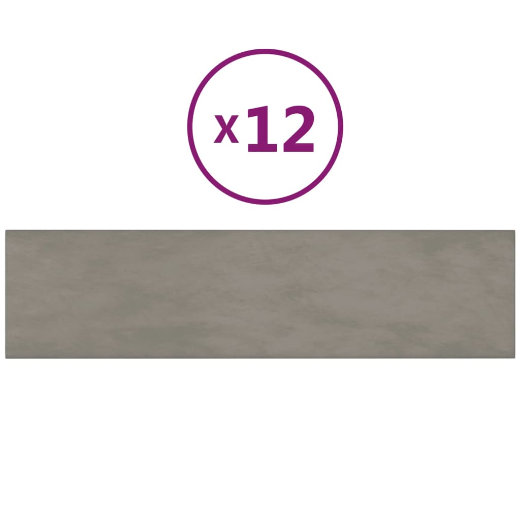 Paneles de pared Vidaxl 12 ST 1.08 m² 60x15 cm Velvet gris claro