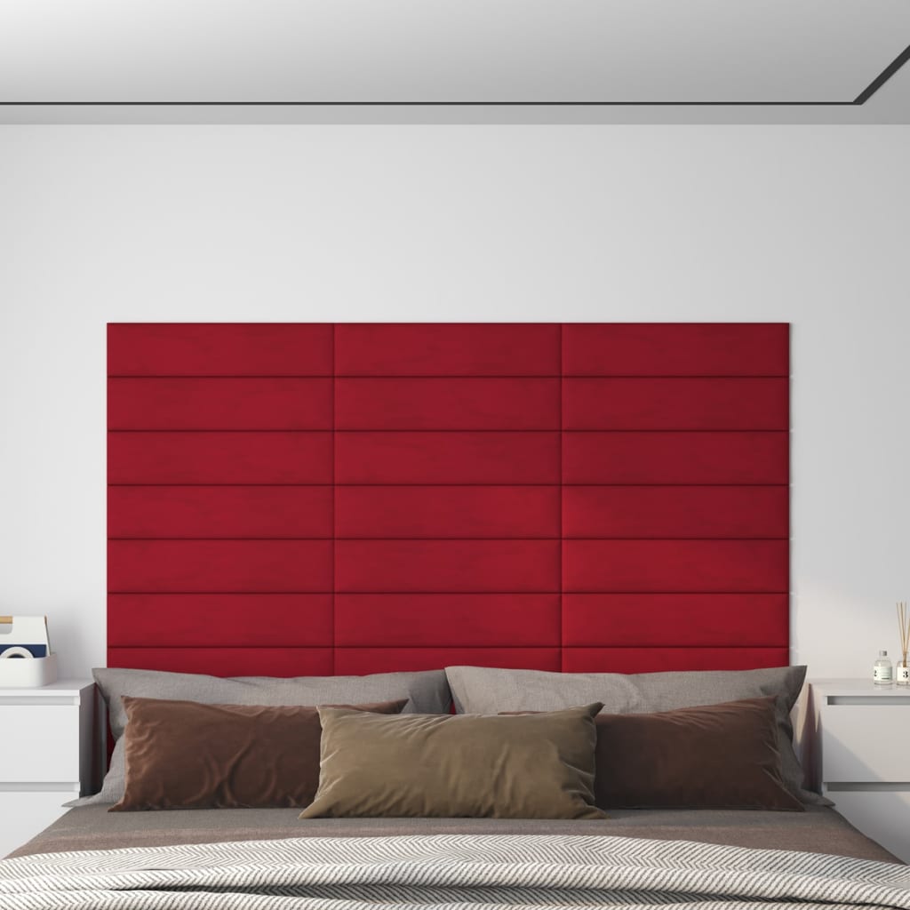 Vidaxl Wall panels 12 st 1.08 m² 60x15 cm velvet wine red