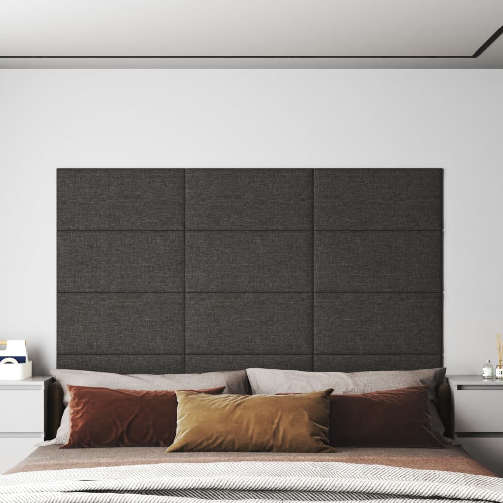 Paneles de pared Vidaxl 12 st 2.16 m² 60x30 cm de tela oscura gris