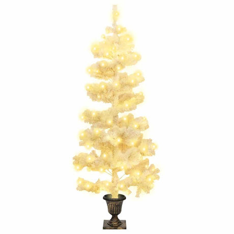 Vidaxl kunstkerstboom met verlichting en pot 120 cm pvc wit