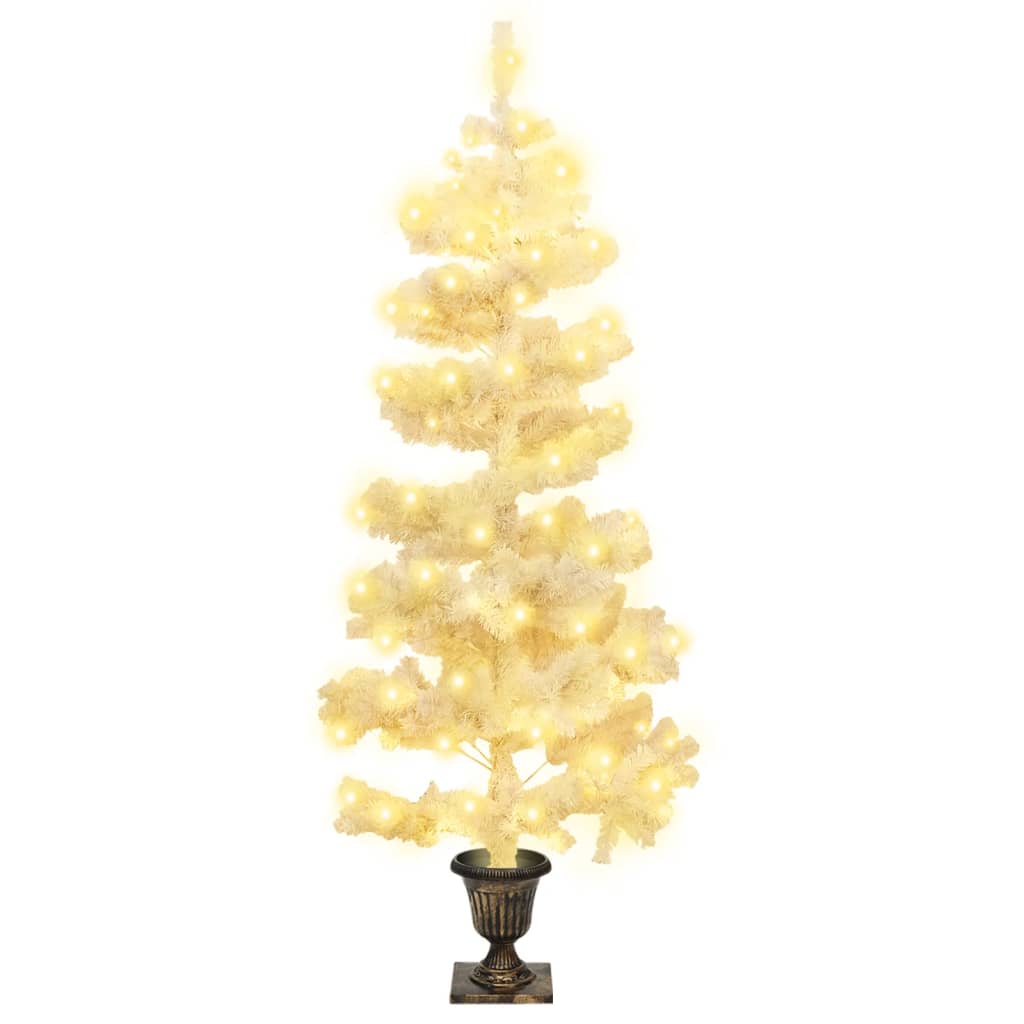 Vidaxl Kunstkerstboom z razsvetljavo in loncem 120 cm PVC White