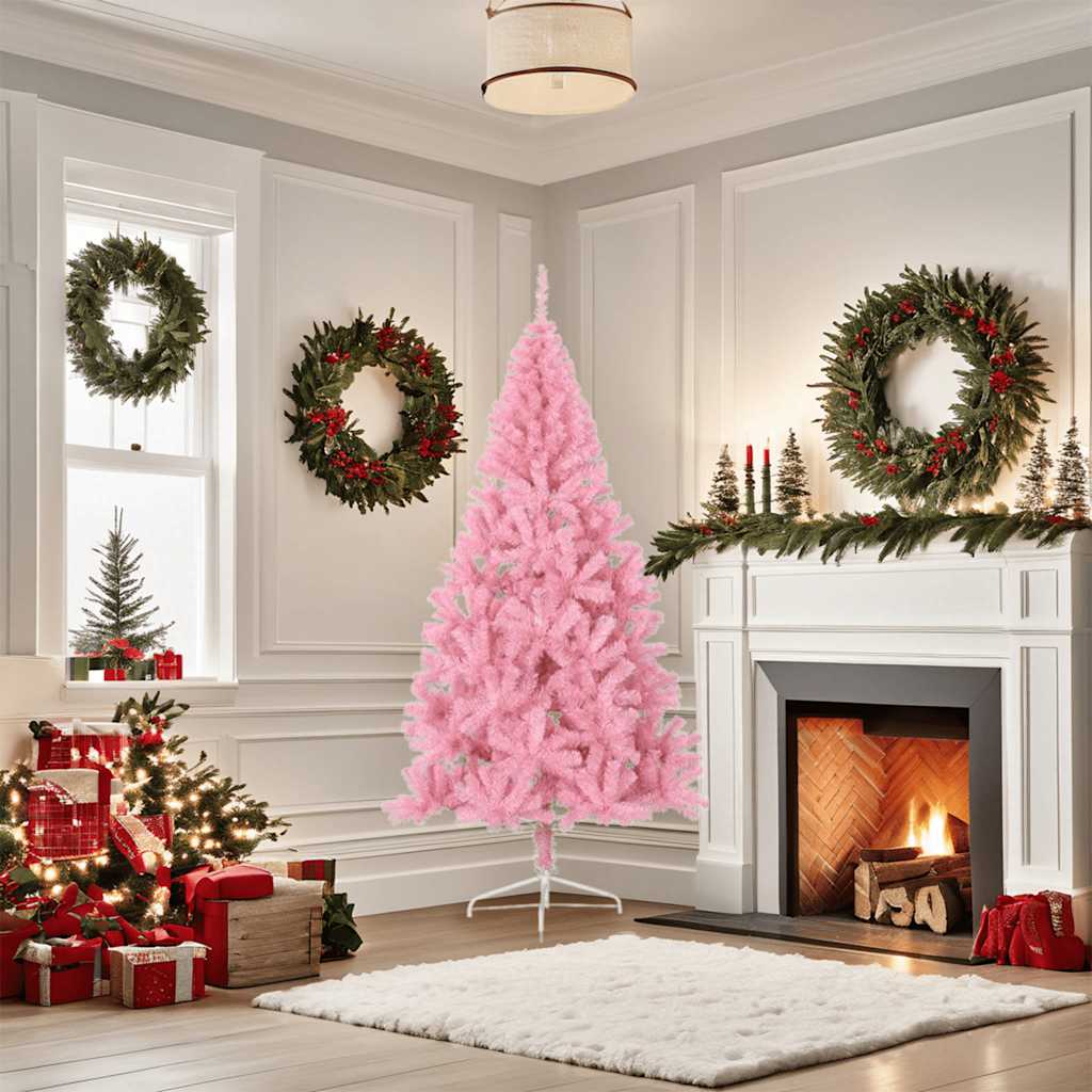 Vidaxl Kunstkerstboom avec un demi-180 cm PVC rose standard