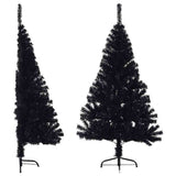 Vidaxl kunstkerstboom met standaard half 150 cm pvc zwart